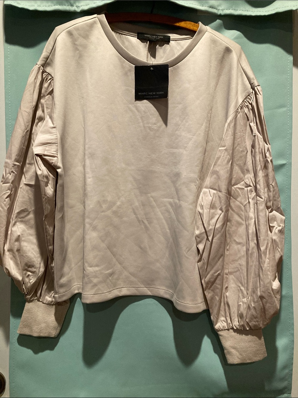 Marc New York Tan Puff Sleeve Sweatshirt
